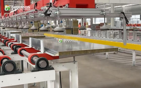 İyi bir fiyat. PLC Sayısal Kontrol Sistemi ile İşlemde Kolay Yüksek Verimlilikli Kaya Yılı Polyurethane Köpük Panelli Üretim hattı çevrimiçi